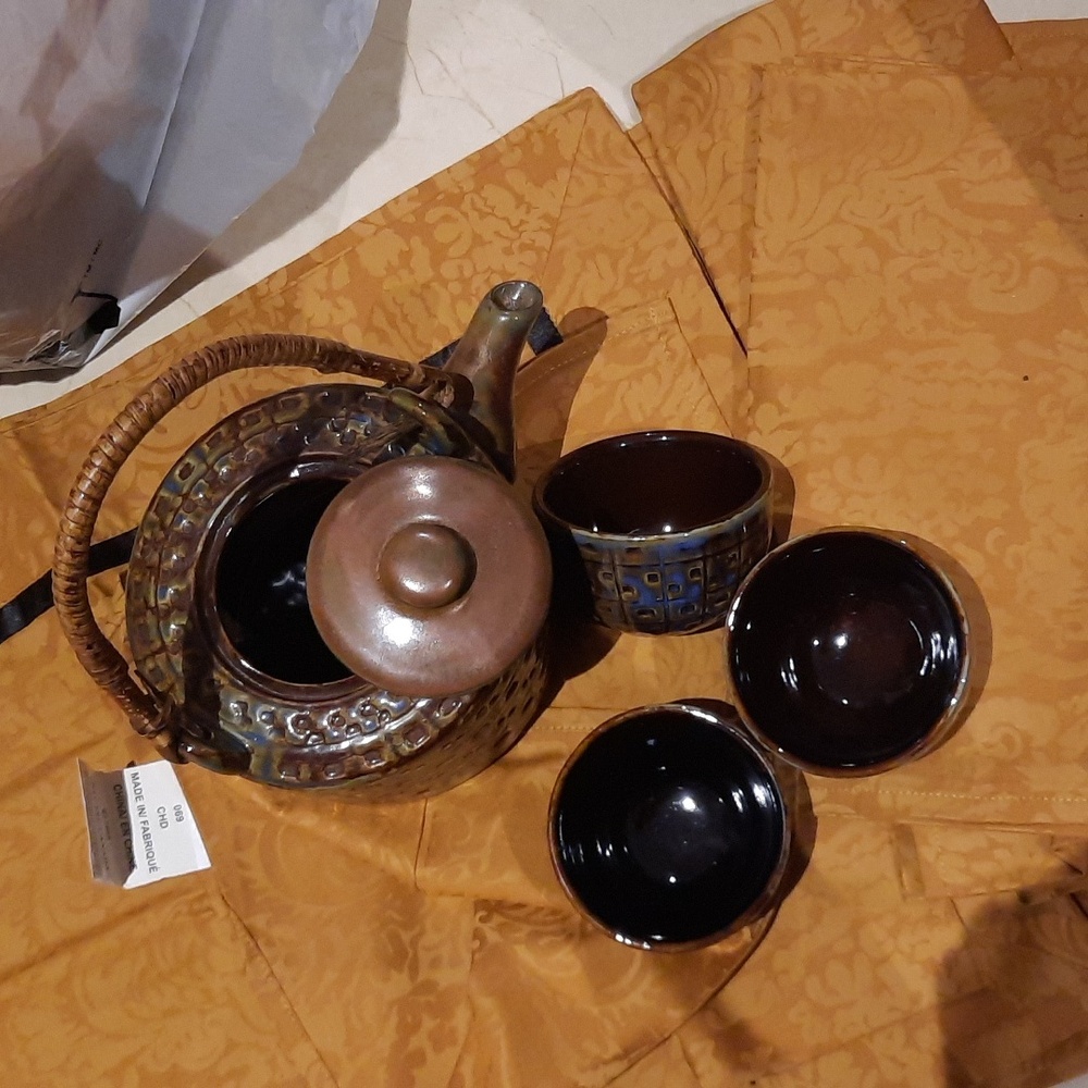 🎁💕 NIP 5PC AUTHENTIC BOMBAY & CO EXOTIC 🫖 TEAPOT / 3 CUPS HANDLE / LID ☕️🐉